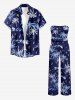 Coconut Tree Mountain Print Hawaii Pocket Jumpsuit with Removable Belt and Shoulder Strap -  