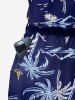 Coconut Tree Mountain Print Hawaii Pocket Jumpsuit with Removable Belt and Shoulder Strap -  