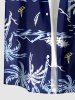 Chemise hawaïenne pour homme à motif cocotier et montagne avec poche boutonnée - Cadetblue M