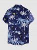 Chemise hawaïenne pour homme à motif cocotier et montagne avec poche boutonnée - Cadetblue M