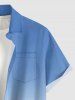 Flower Leaf Ombre Print Hawaii Button Pocket Shirt For Men -  