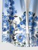 Flower Leaf Ombre Print Hawaii Button Pocket Shirt For Men -  