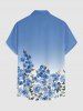 Flower Leaf Ombre Print Hawaii Button Pocket Shirt For Men -  