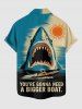 Chemise hawaïenne à boutons avec poche pour homme, imprimé requin, mer et soleil - Pers M