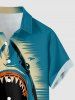 Chemise hawaïenne à boutons avec poche pour homme, imprimé requin, mer et soleil - Pers M