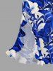Flowers Leaf Print Hawaii Ruffles Split Surplice Dress -  