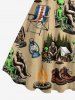 Alien Glorilla Boots Chair Fire Flame Latern Print Hawaii Tank Dress(Adjustable Shoulder Strap) -  