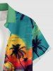 Skulls Coconut Tree Sun Seascape Print Buttons Pocket Hawaii Shirt For Men -  