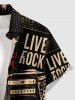 Rock Guitar Stereo Print Buttons Pocket Hawaii Shirt For Men -  