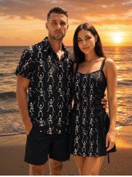 Halloween Skeleton Print Matching Outfit For Couples -  