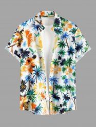 Chemise hawaïenne colorée pour homme, à imprimé cocotier et ananas, avec boutons et poche - Orange 5XL