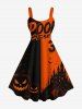 Halloween Pumpkin Bat Castle Tree Colorblock Print Matching Outfit For Couples -  