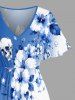 Flowers Skull Colorblock Print Matching Hawaii Beach Outfit For Couples -  