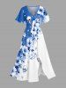 Flowers Skull Colorblock Print Matching Hawaii Beach Outfit For Couples -  
