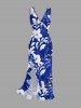 Flowers Leaf Print Matching Hawaii Beach Outfit For Couples -  