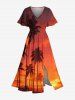 Coconut Tree Ombre Dusk Print Matching Hawaii Beach Outfit For Couples -  