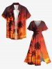 Coconut Tree Ombre Dusk Print Matching Hawaii Beach Outfit For Couples -  