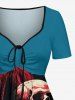 Coconut Tree Skulls Print Hawaii Cinched A Line Dress -  