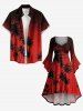 Coconut Tree Sea Print Hawaii Ruched High Low Asymmetric Dress -  