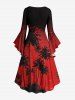 Coconut Tree Sea Print Hawaii Ruched High Low Asymmetric Dress -  