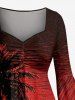 Coconut Tree Sea Print Hawaii Ruched High Low Asymmetric Dress -  