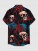 Coconut Tree Skulls Print Hawaii Button Pocket Shirt For Men -  