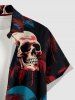 Coconut Tree Skulls Print Hawaii Button Pocket Shirt For Men -  