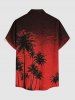 Coconut Tree Sea Print Hawaii Button Pocket Shirt For Men -  