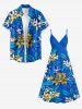 Flowers Leaf Print Surplice Hawaii Cami Dress -  