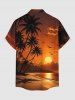 Coconut Tree Bird Sun Seascape Print Buttons Pocket Hawaii Shirt For Men -  