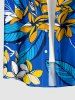 Flowers Leaf Print Buttons Pocket Hawaii Shirt For Men -  