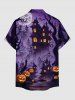 Chemise homme Halloween à imprimé citrouille, château et lune, avec boutons et poche - Concorde 5XL