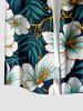 Flowers Tropical Leaf Print Buttons Pocket Hawaii Shirt For Men -  