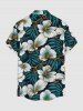 Flowers Tropical Leaf Print Buttons Pocket Hawaii Shirt For Men -  