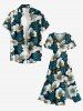 Flowers Tropical Leaf Print Split Hawaii Midi Dress -  