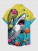 Shark Ocean Ball Sea Print Hawaii Button Pocket Shirt For Men -  