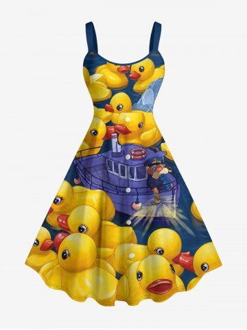 Robe débardeur hawaïenne à imprimé canard capitaine de bateau de croisière (bretelles ajustables) - YELLOW - 6X
