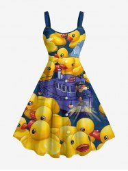 Ducks Ship Captain Cruise Print Hawaii Tank Dress(Adjustable Shoulder Strap) -  