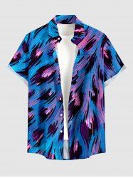 Chemise hawaïenne imprimé plumes à boutons et poche poitrine pour homme - Pers S