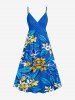 Flowers Leaf Print Matching Hawaii Beach Outfit For Couples -  