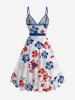 Hibiscus Flowers Leaf Print Ruffles Tulip Hem Surplice Hawaii Beach Cover Dress With Belt -  