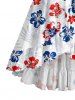 Hibiscus Flowers Leaf Print Ruffles Tulip Hem Surplice Hawaii Beach Cover Dress With Belt -  