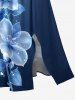 Robe midi trapèze hawaïenne à imprimé dégradé fleurs et feuilles, avec fente et poches - Bleu de Minuit 6X