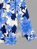 Flower Leaf Print Hawaii Split Pocket A Line Midi Dress -  