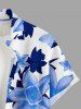 Flower Leaf Print Hawaii Button Pocket Shirt For Men -  