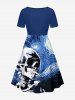Skull Galaxy Painting Print Hawaii Cinched A Line Dress -  