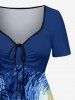 Skull Galaxy Painting Print Hawaii Cinched A Line Dress -  