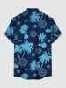 Chemise homme à imprimé cocotier, ancre et gouvernail, style croisière hawaïenne, avec boutons et poche - Bleu profond XL