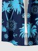Chemise homme à imprimé cocotier, ancre et gouvernail, style croisière hawaïenne, avec boutons et poche - Bleu profond XL