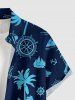 Coconut Tree Anchor Rudder Print Hawaii Cruise Button Pocket Shirt For Men - Bleu profond 6XL